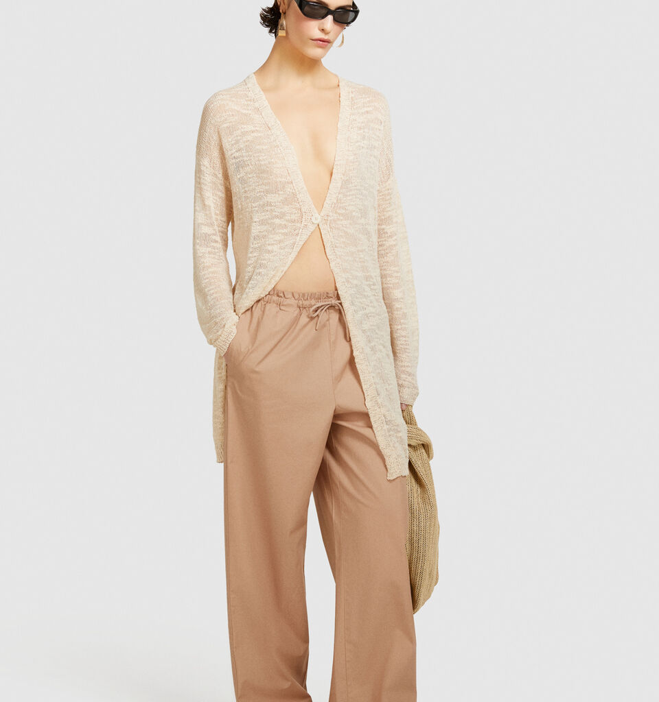Long cardigan - women's cardigans - Beige | Sisley image number 1